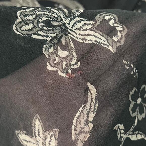 VTG 90s Spenser Jeremy Black & Brown Paisley Patchwork Silk Bell Sleeve Top 14/L - Picture 7 of 8